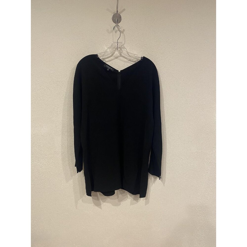 Lafayette 148 New York Blouse Womens Medium Black 1/2 Zip Tunic Top Long Sleeve